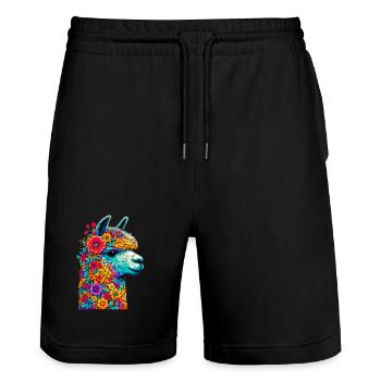 Alpaka - Stanley/Stella Unisex Bio Joggingshorts Trainer  - Schwarz - Vorne - Nik (191cm) & Marisol (170cm)