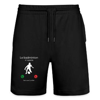 Badminton ruft mich, ich muss gehen! - Stanley/Stella Unisex Bio Joggingshorts Trainer  - Schwarz - Vorne - Nik (191cm) & Marisol (170cm)