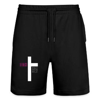 St. John's Cross - Stanley/Stella Trainer Unisex Organic Jogging Shorts - black - Front - Nik (191cm) & Marisol (170cm)
