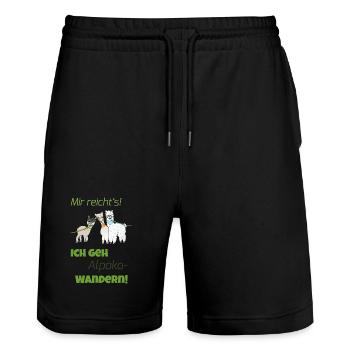 Mir reicht's - ich geh ALPAKA-wandern! - Stanley/Stella Unisex Bio Joggingshorts Trainer  - Schwarz - Vorne - Nik (191cm) & Marisol (170cm)