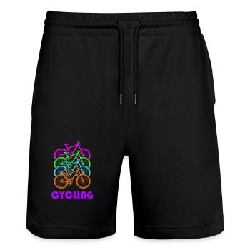 Le vélo, c’est une joie de vivre colorée - Short de jogging bio TRAINER Stanley/Stella unisexe - noir - Devant - Nik (191cm) & Marisol (170cm)
