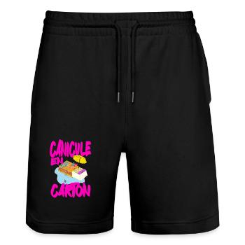 Canicule en Carton , été méditerranéen - Short de jogging bio TRAINER Stanley/Stella unisexe - noir - Devant - Nik (191cm) & Marisol (170cm)