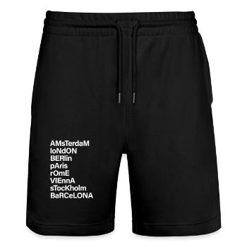 CITY NAMES - Weltreise im Kleiderschrank - Stanley/Stella Unisex Bio Joggingshorts Trainer  - Schwarz - Vorne - Nik (191cm) & Marisol (170cm)
