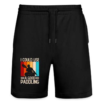 Humour Pagaie Paddleboard pour Amateurs - Short de jogging bio TRAINER Stanley/Stella unisexe - noir - Devant - Nik (191cm) & Marisol (170cm)