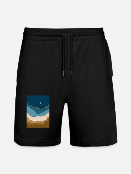 Abstraktes Strand-Design - Surfboard im Ozean - Stanley/Stella Unisex Bio Joggingshorts Trainer - Schwarz