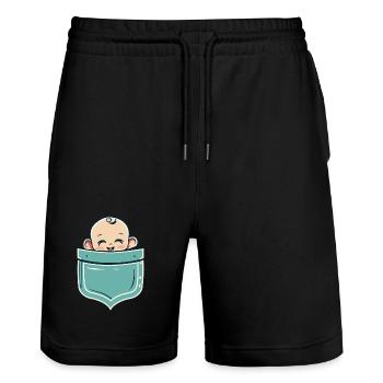 Tasche Baby Tasche Baby Lustige Babyparty Geschenk - Stanley/Stella Unisex Bio Joggingshorts Trainer  - Schwarz - Vorne - Nik (191cm) & Marisol (170cm)