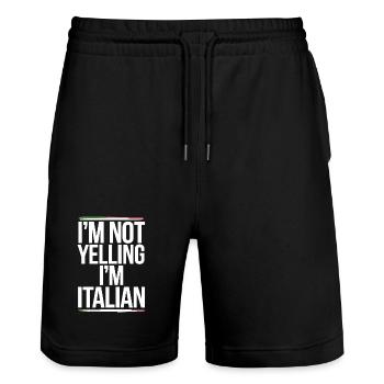 Bold Italian Pride Graphic Tee - Stanley/Stella Trainer Unisex Organic Jogging Shorts - black - Front - Nik (191cm) & Marisol (170cm)