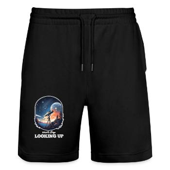 Astronaute et Espace Message Positif et Motivant - Short de jogging bio TRAINER Stanley/Stella unisexe - noir - Devant - Nik (191cm) & Marisol (170cm)