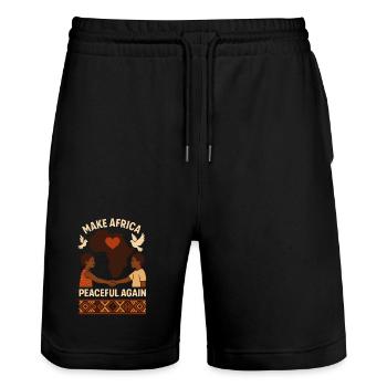 Rendre l’Afrique à nouveau pacifique - Short de jogging bio TRAINER Stanley/Stella unisexe - noir - Devant - Nik (191cm) & Marisol (170cm)