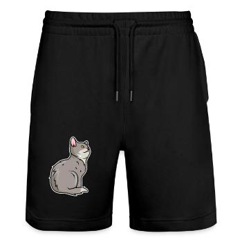 Cat Drawing - Stanley/Stella Trainer Unisex Organic Jogging Shorts - black - Front - Nik (191cm) & Marisol (170cm)