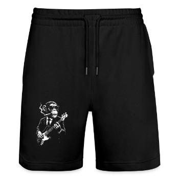 Rockin Monkey raucht Zigarre in einem scharfen Anzug - Stanley/Stella Unisex Bio Joggingshorts Trainer  - Schwarz - Vorne - Nik (191cm) & Marisol (170cm)
