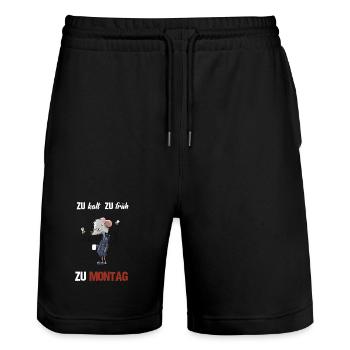 mad Monday - Stanley/Stella Trainer Unisex Organic Jogging Shorts - black - Front - Nik (191cm) & Marisol (170cm)