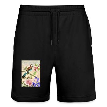 Colorful bird - Stanley/Stella Trainer Unisex Organic Jogging Shorts - black - Front - Nik (191cm) & Marisol (170cm)