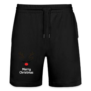 Cerf Rudolph Joyeux Noël doux - Short de jogging bio TRAINER Stanley/Stella unisexe - noir - Devant - Nik (191cm) & Marisol (170cm)