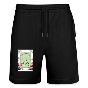Greeting Flute - Stanley/Stella Trainer Unisex Organic Jogging Shorts - black - Front - Nik (191cm) & Marisol (170cm)