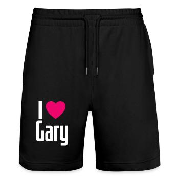 I Love Gary Pink Heart I Love Gary - Stanley/Stella Trainer Unisex Organic Jogging Shorts - black - Front - Nik (191cm) & Marisol (170cm)
