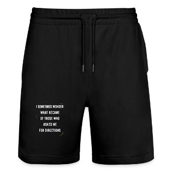 Asking for directions - Stanley/Stella Trainer Unisex Organic Jogging Shorts - black - Front - Nik (191cm) & Marisol (170cm)