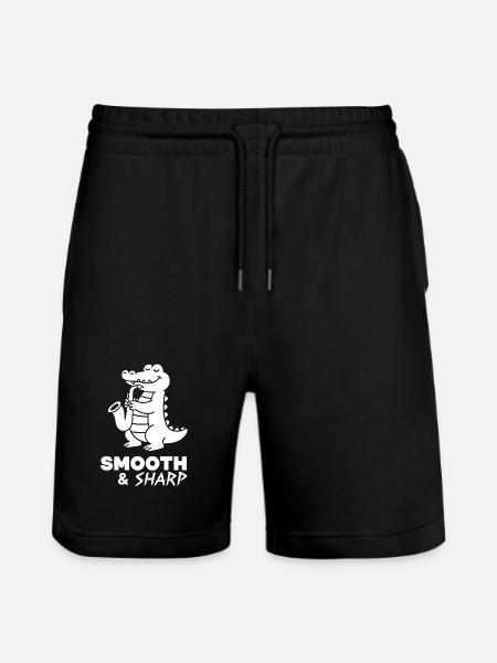 Saxophon Crocodile Retro - Stanley/Stella Unisex Bio Joggingshorts Trainer - Schwarz