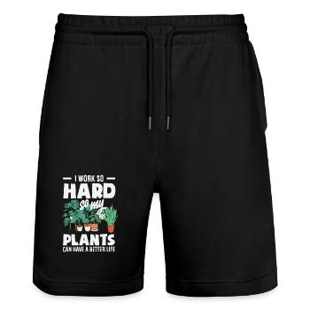 Garten- Und Pflanzenliebhaber Geschenke - Stanley/Stella Unisex Bio Joggingshorts Trainer  - Schwarz - Vorne - Nik (191cm) & Marisol (170cm)