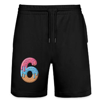 Eiscreme Zahl 6 Geburtstags Motiv Für Kinder - Stanley/Stella Trainer Unisex Organic Jogging Shorts - black - Front - Nik (191cm) & Marisol (170cm)