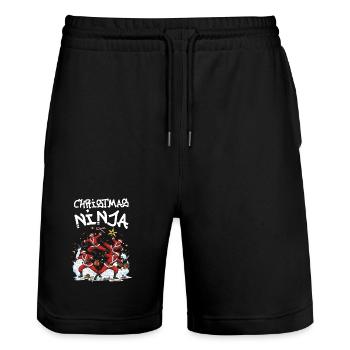 Ninja de Noël - Short de jogging bio TRAINER Stanley/Stella unisexe - noir - Devant - Nik (191cm) & Marisol (170cm)