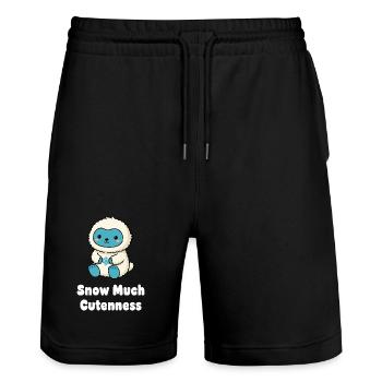 Cuddly snow bear in fluffy costume - Stanley/Stella Trainer Unisex Organic Jogging Shorts - black - Front - Nik (191cm) & Marisol (170cm)