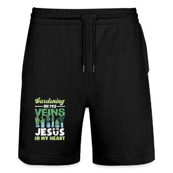 Garden & Plant Lovers Gifts - Stanley/Stella Trainer Unisex Organic Jogging Shorts - black - Front - Nik (191cm) & Marisol (170cm)