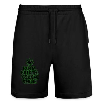 Cannabis Marihuana Grower Kiffer Shirt Grüne Vibes - Stanley/Stella Unisex Bio Joggingshorts Trainer  - Schwarz - Vorne - Nik (191cm) & Marisol (170cm)