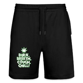 Burn Breath Cough Chill Cannabis Tea 420 Marijuana - Stanley/Stella Trainer Unisex Organic Jogging Shorts - black - Front - Nik (191cm) & Marisol (170cm)