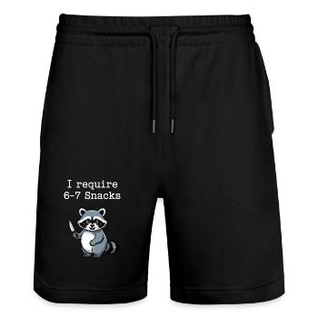 6-7 Internet Meme Cooler 6 7 Waschbär - Stanley/Stella Unisex Bio Joggingshorts Trainer  - Schwarz - Vorne - Nik (191cm) & Marisol (170cm)