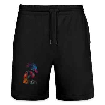 Motor Racing Sports Art #motor #sport - Stanley/Stella Trainer Unisex Organic Jogging Shorts - black - Front - Nik (191cm) & Marisol (170cm)
