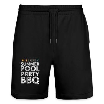 Pool Party - Stanley/Stella Trainer Unisex Organic Jogging Shorts - black - Front - Nik (191cm) & Marisol (170cm)