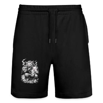 Patate de canapé intérieur - Short de jogging bio TRAINER Stanley/Stella unisexe - noir - Devant - Nik (191cm) & Marisol (170cm)