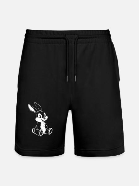 Lustiger Hase Süße Bunny Illustration - Stanley/Stella Unisex Bio Joggingshorts Trainer - Schwarz