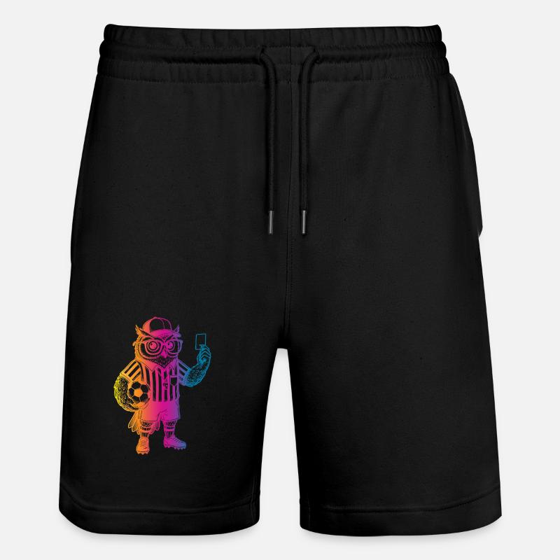 Fußball Eule - Stanley/Stella Unisex Bio Joggingshorts Trainer  - Schwarz