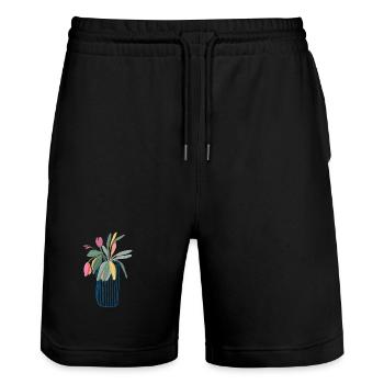 Colorful bouquet in vase tulips design - Stanley/Stella Trainer Unisex Organic Jogging Shorts - black - Front - Nik (191cm) & Marisol (170cm)
