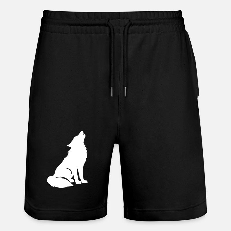 Wolf Silhouette - Stanley/Stella Unisex Bio Joggingshorts Trainer  - Schwarz