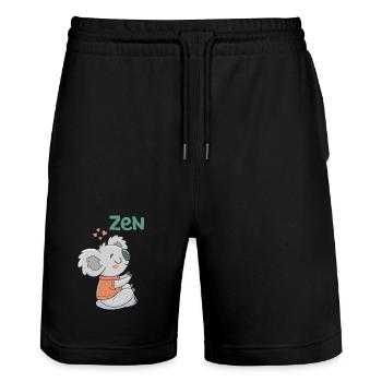 Koala Zen im orangefarbenen Pullover - Stanley/Stella Unisex Bio Joggingshorts Trainer  - Schwarz - Vorne - Nik (191cm) & Marisol (170cm)