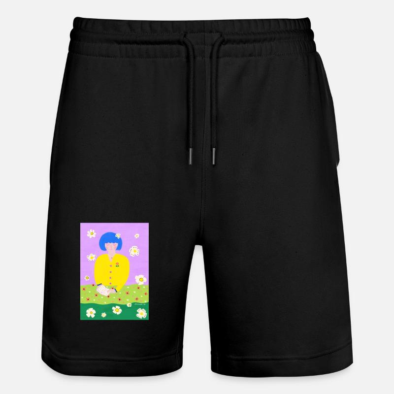Femme lectrice dans le jardin - Short de jogging bio TRAINER Stanley/Stella unisexe - noir