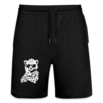 Guépard cool – Lunettes de soleil et bras croisés - Short de jogging bio TRAINER Stanley/Stella unisexe - noir - Devant - Nik (191cm) & Marisol (170cm)