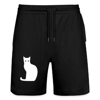 Silhouette de chat Design minimaliste Amoureux des chats Chats - Short de jogging bio TRAINER Stanley/Stella unisexe - noir - Devant - Nik (191cm) & Marisol (170cm)