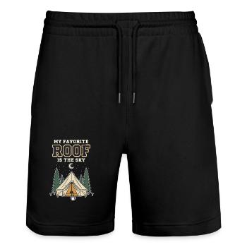 Camping My Favorite Roof Is The Sky Nature Tent - Stanley/Stella Trainer Unisex Organic Jogging Shorts - black - Front - Nik (191cm) & Marisol (170cm)
