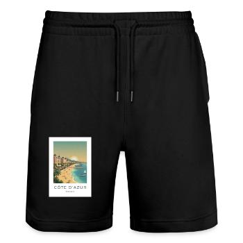 Côte d’Azur Riviera Sommerstrand - Stanley/Stella Unisex Bio Joggingshorts Trainer  - Schwarz - Vorne - Nik (191cm) & Marisol (170cm)