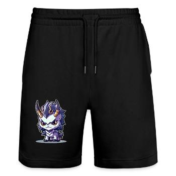 Petit Dragon Cornu de style Chibi - Short de jogging bio TRAINER Stanley/Stella unisexe - noir - Devant - Nik (191cm) & Marisol (170cm)