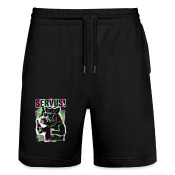 Servus Wildschwein Bier - Stanley/Stella Unisex Bio Joggingshorts Trainer  - Schwarz - Vorne - Nik (191cm) & Marisol (170cm)