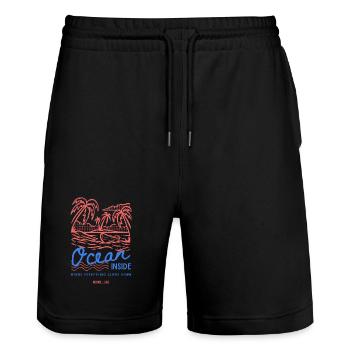 Ocean Inside Palm Island - Stanley/Stella Trainer Unisex Organic Jogging Shorts - black - Front - Nik (191cm) & Marisol (170cm)