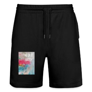 Keep it artsy. - Stanley/Stella Trainer Unisex Organic Jogging Shorts - black - Front - Nik (191cm) & Marisol (170cm)