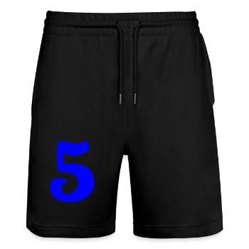 5. JUBILÄUM. 5 JAHRE. 5. JUBILÄUM - Stanley/Stella Unisex Bio Joggingshorts Trainer  - Schwarz - Vorne - Nik (191cm) & Marisol (170cm)
