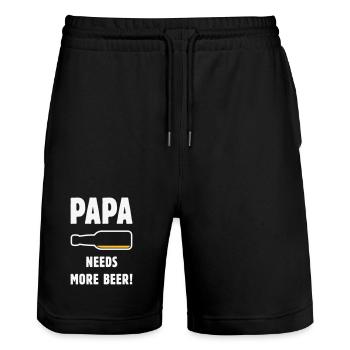 Papa Needs More Beer! (Vater Papi Bier / NEG 2C) - Stanley/Stella Unisex Bio Joggingshorts Trainer  - Schwarz - Vorne - Nik (191cm) & Marisol (170cm)