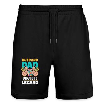 Husband Dad Ukulele Legend Lustiger Vatertag - Stanley/Stella Unisex Bio Joggingshorts Trainer  - Schwarz - Vorne - Nik (191cm) & Marisol (170cm)